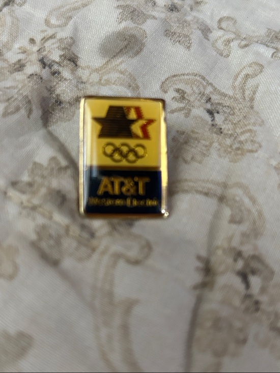 Other - Vintage Gold and Navy 1984 Olympic Enamel Pin AT&T